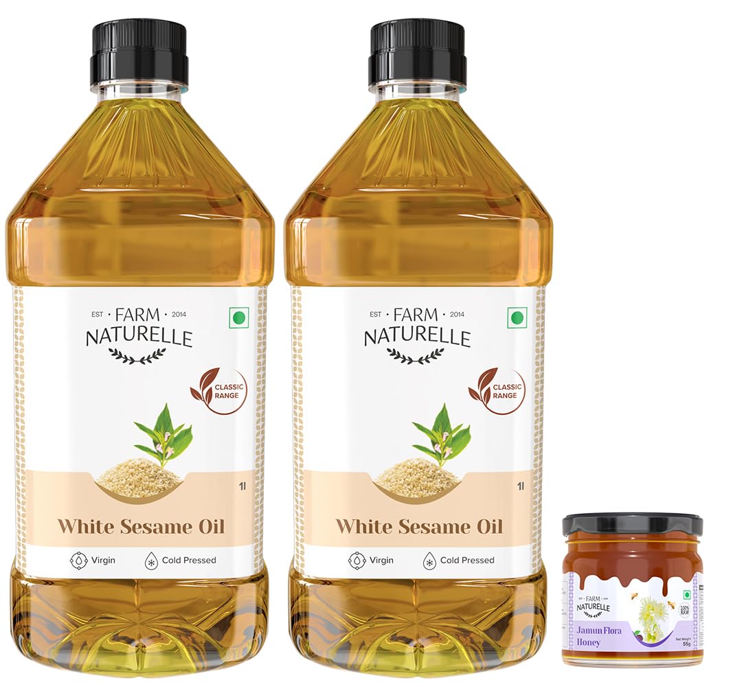 Farm Naturelle-The Finest-FSSAI Certified-Sesame/Gingelly/Til Cooking Oil (Cold Pressed Extra Virgin-Kachi Ghani Process)1 Ltrx2+Free Raw Jungle/Forest Honey 55 gm (B074WDZYZ9) Amazon Price History, Amazon Price Tracker
