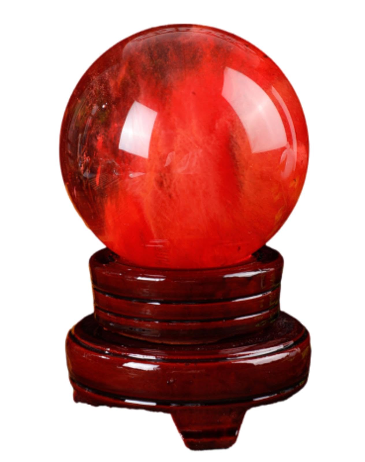 LTRAJUYNH red Crystal Ball Ornaments, Crafts, raw Stone, Office Tea Room, Feng Shui, Home Decoration,18cm