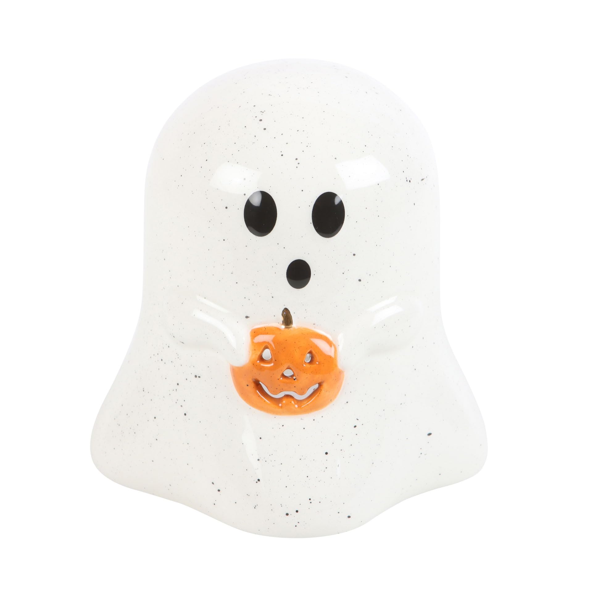 Ghost Shaped Candle Holder Cute Light Up Pumpkin Halloween Home Fragrance 11cm.