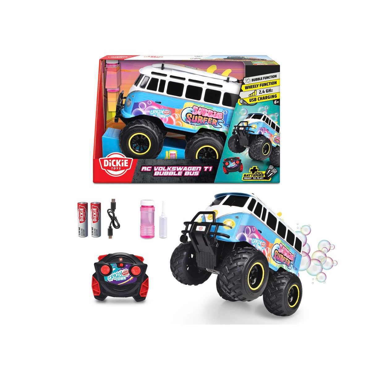 Dickie Toys 201106014 RC Volkswagen T1 Bubble Bus, 30 cm