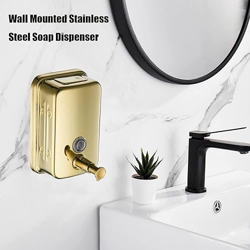 Miniatura 29 de Dispensador de jabón de acero inoxidable 304 mate, dispensador de jabón comercial montado en la pared, fuerte antioxidante e impermeable para baños