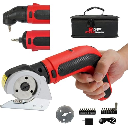 S&F STEAD & FAST Electric Box Cutter 4V, Cordless Electric Scissors for Cardboard, Power Cutter with Case for Crafts, Leather, Paper