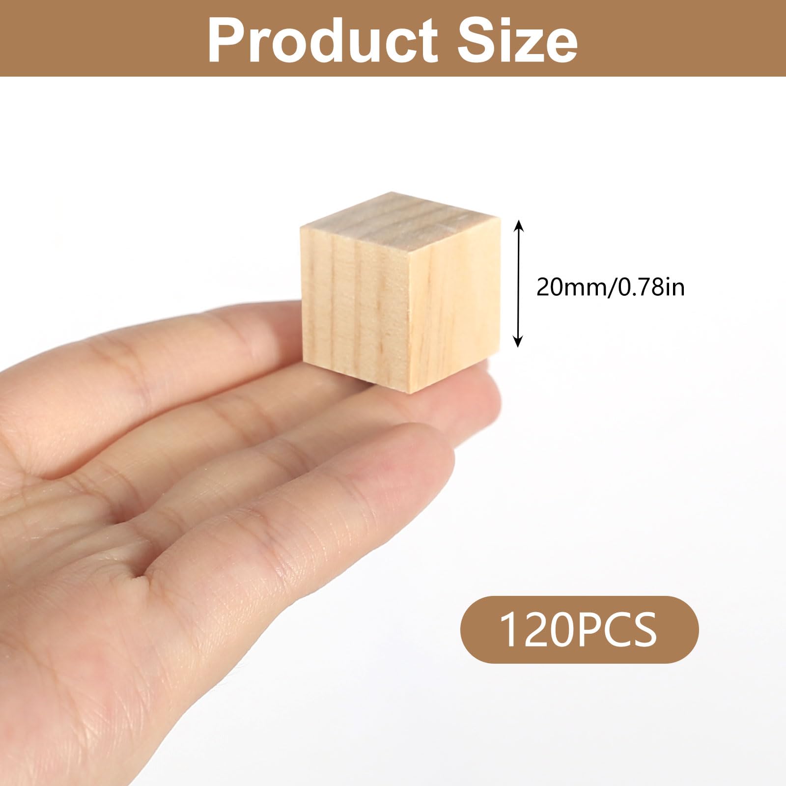 Fycooler Houten Kubussen 2x2x2cm - Natuurlijk Onbewerkt Blokken - Educatieve Blanco Knutselmateriaal Voor DIY Kunst, Schilderen, Stempelen, Puzzels, Cijfers - 70pak