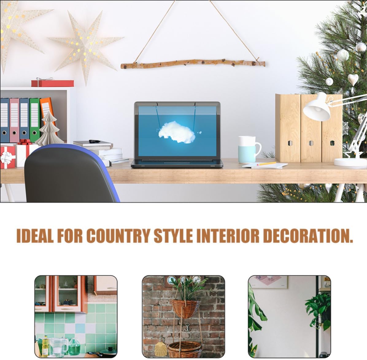 3pcs Rustic Wood Log Hanging Decoration Multipurpose Farmhouse Wall Decor Versatile Hanging Rods for Country Style Interior Decoration in Dining Rooms