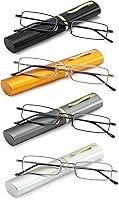 OWTXIS Blue Light Blocking Reading Glasses - Slim Portable Pocket Readers with Pen Clip Case, Lightweight for Men & Women
