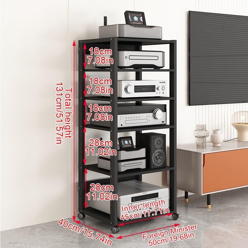 Yüzyıl Ortası Modern Multimedya Standı - DVD, Oyun Konsolu ve Stereo Ekipmanları için Şık Ses Rafı, Oturma Odası ve Stüdyolarda Depolama Çözümleri İçin Mükemmeldir - Görsel 2