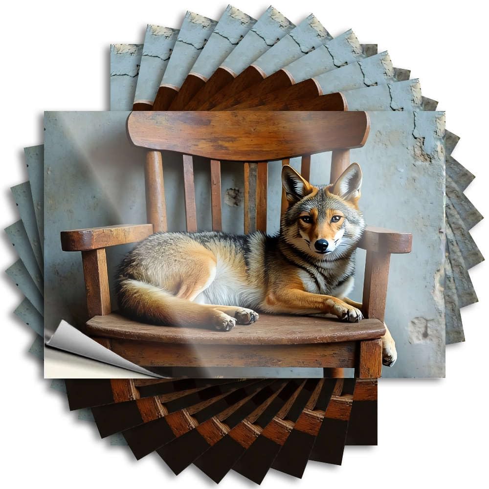 Saying Teens Stuff Easy Apply | A Wolf is Resting On an Old Wooden Chair. Positive Laptop Peel and Stick(6X9CM)