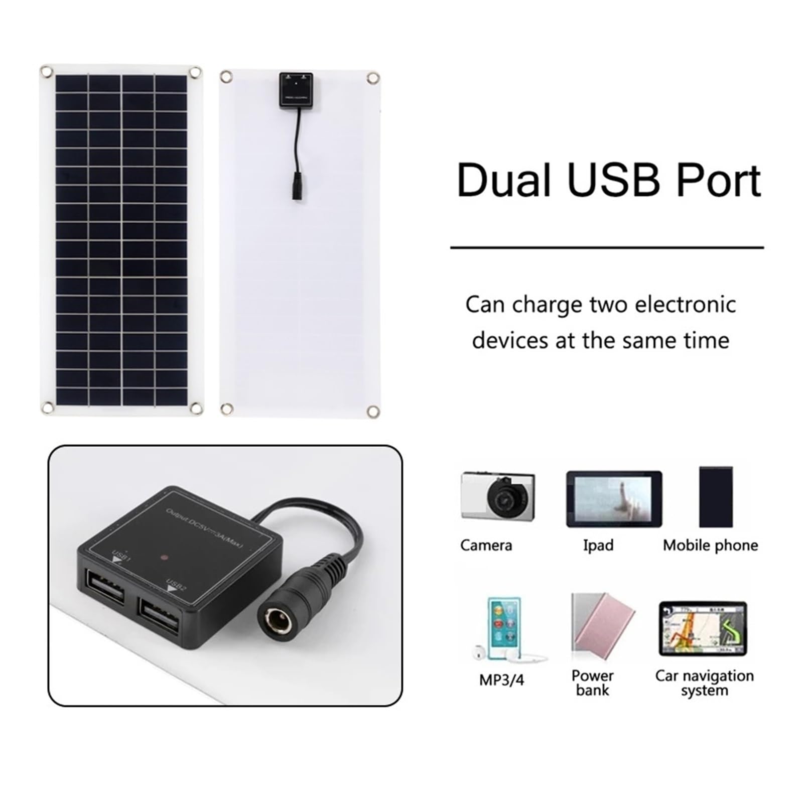 Chargeur De Panneau Solaire 300W Flexible panneau solaire 12V chargeur de batterie double USB avec contrôleur 10A-60A cellules solaires batterie externe for téléphone voiture en plein air(1pcs solar p