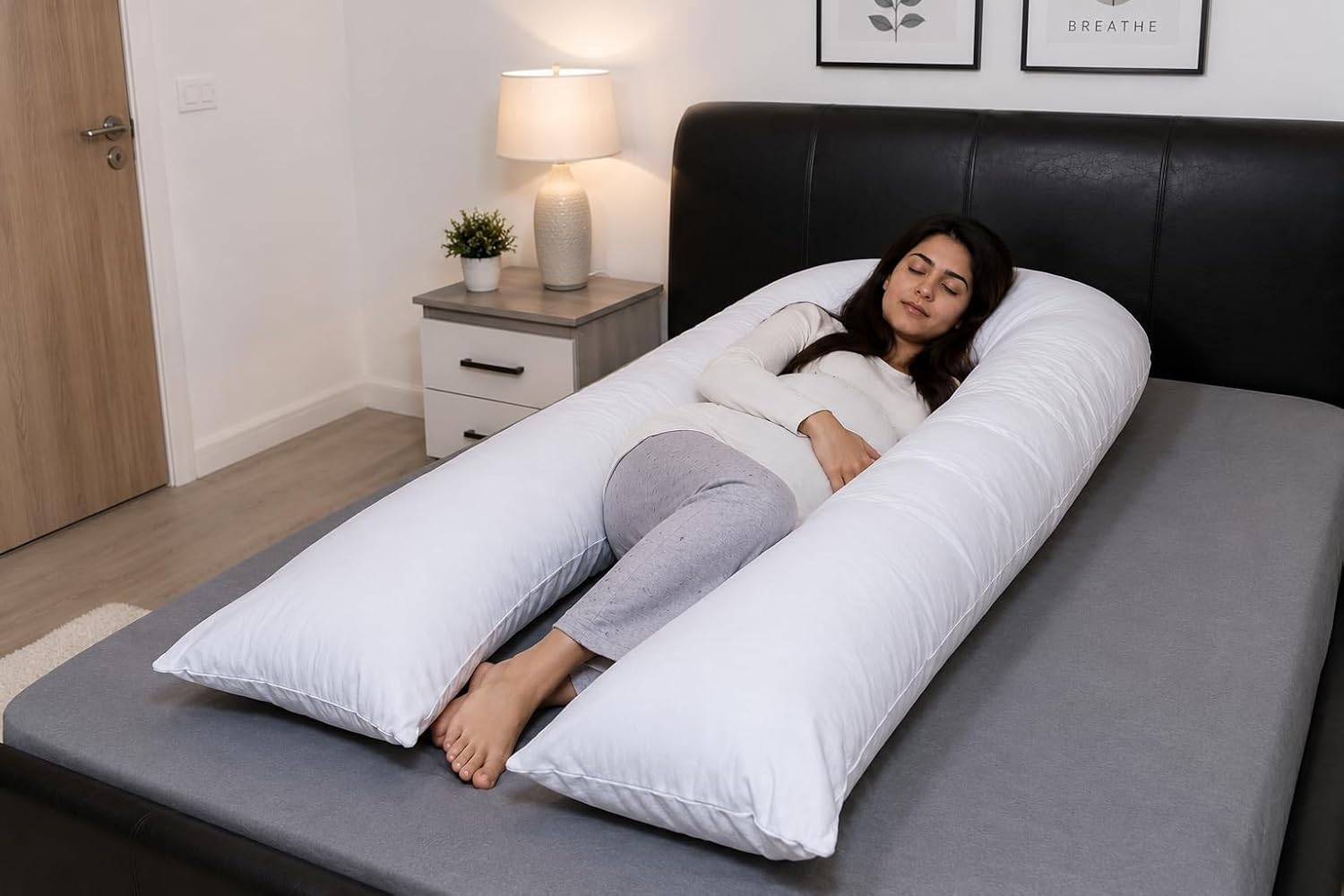 ARLINENS Deluxe quality 9 ft Big U-shape full body & back support maternity pregnancy comfort hollow Fiber Filled U pillow