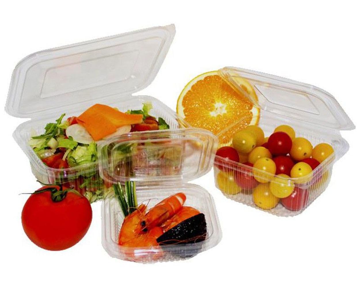 Produktbild von VEPATIM 50x Rechteckbecher Klar Mit Deckel – 750 Ml PET, Lebensmittelecht, Für Salate & Imbiss