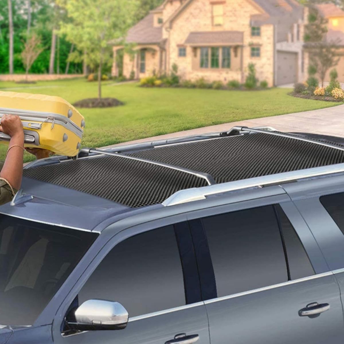 Zerodeko 5 Pièces Tapis antidérapant à Bord Tapis de Sol de Voiture Tapis de Voiture nattes Universel Tapis antidérapants pour Automobiles Coussin de Toit pour Cargo PVC Noir