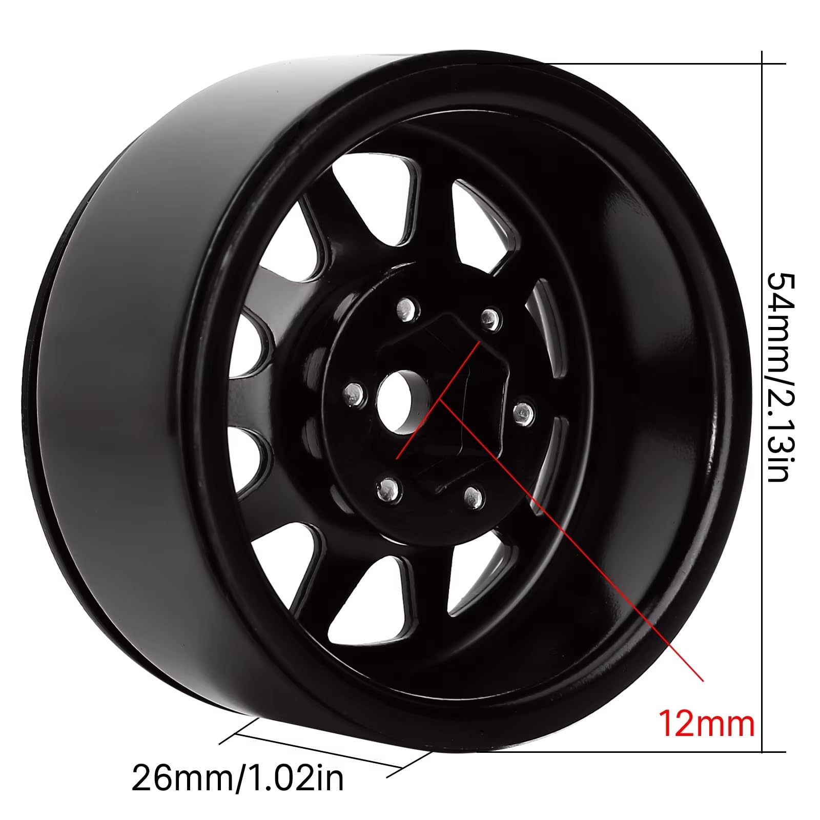 Piezas Coche RC para Axial para SCX10 AXI03007 90046 para TRX4 para Redcat GEN8 W1909 1:10 4 Uds RC Crawler Aleación De Metal 1,9 Llantas De Rueda Beadlock(Black)