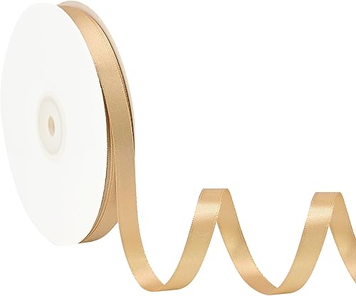 Miniatura 1 de Cinta de satén dorada de doble cara de 1-12 pulgadas x 50 yardas, cintas doradas de poliéster para envolver regalos, cinta de tela para