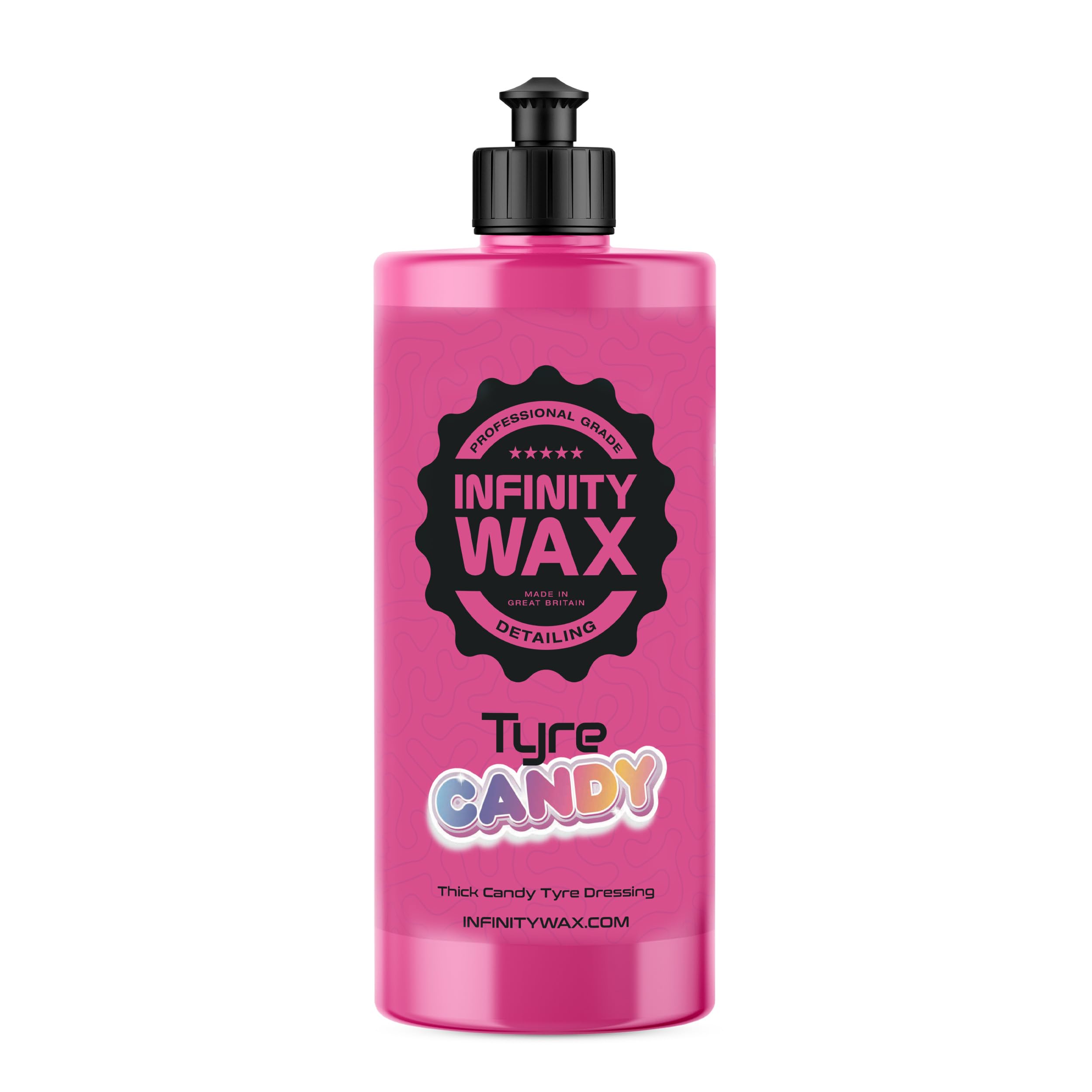 Infinity Wax Tyre Candy 1L, Glossy Tyre Gel with Candy Fragrance Thick Water-Based, Silicone-Free Tyre Dressing, No Sling, OEM Look Finish Large Format for Detailers