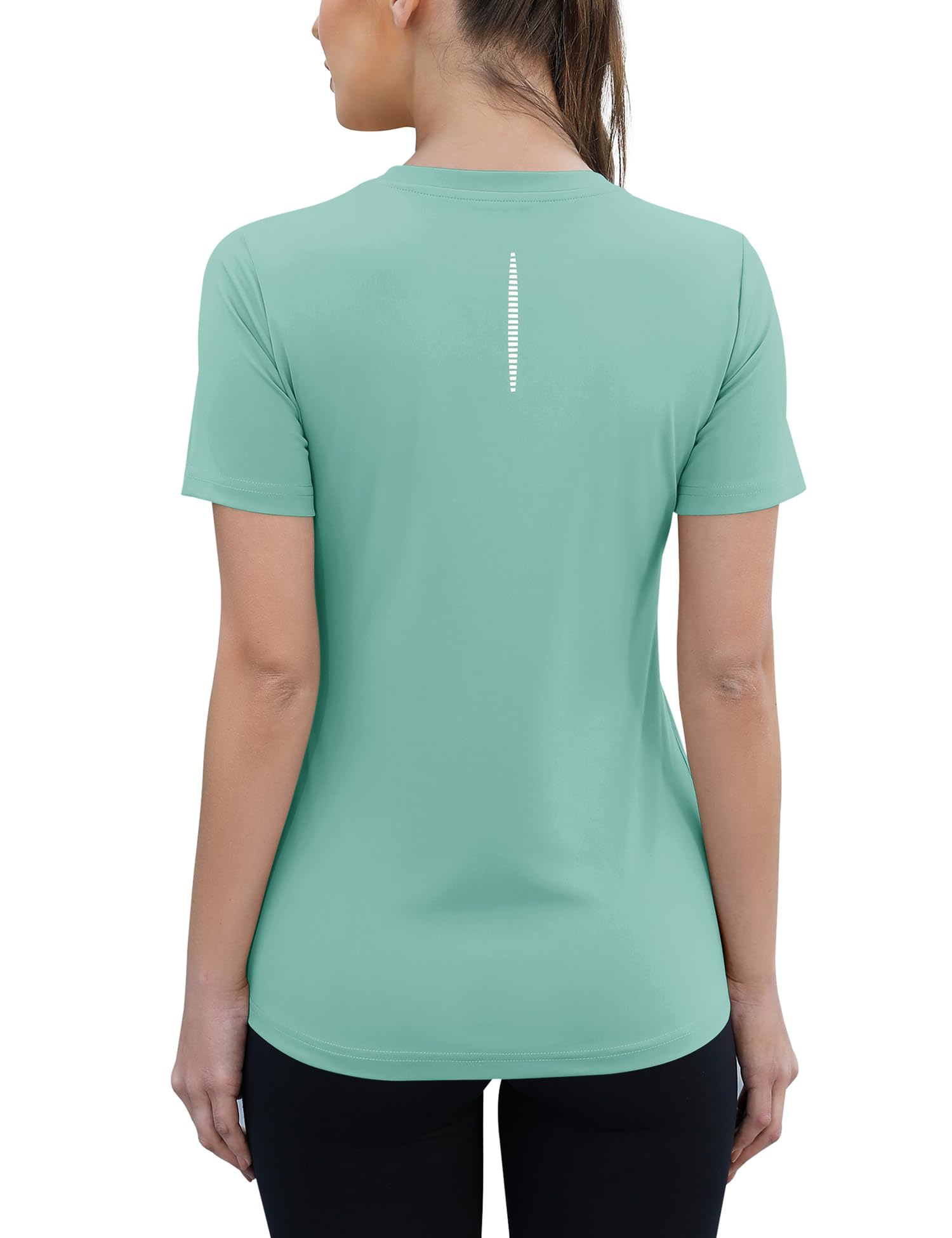 Rapbin Camiseta deportiva para mujer, manga corta, UPF 50+, básica, ligera, transpirable, funcional, deportiva, cuello redondo, camiseta deportiva para mujer, holgada para fitness, camiseta de correr