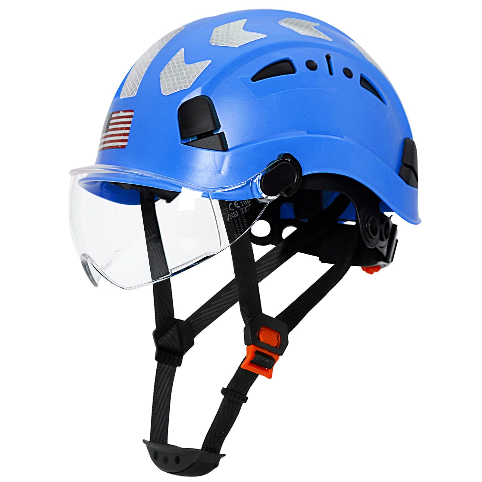 AOLAMEGS Construction Safety Hard Hat - ANSI Z89.1 Type Ι OSHA Approved Safety Helmets with Chin Straps Lightweight Reflective Vented ABS Hard Hats For Men Women Industrial Workwear 6-point Suspension