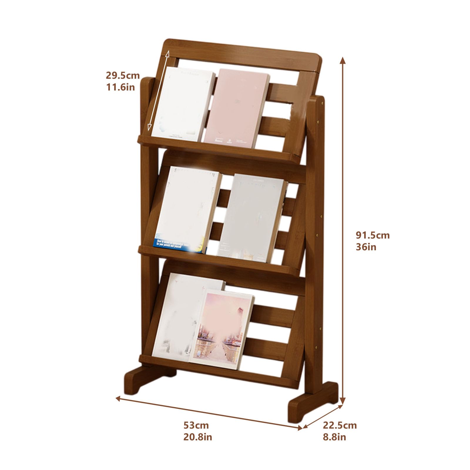 PerióDicos Expositor Soporte PortáTil de Suelo de Folletos Soporte de ExhibicióN de Folletos Expositor para Folletos Formato Vertical para Ferias, Exposiciones, Oficina, Even(Size:53cm/20.8in length)