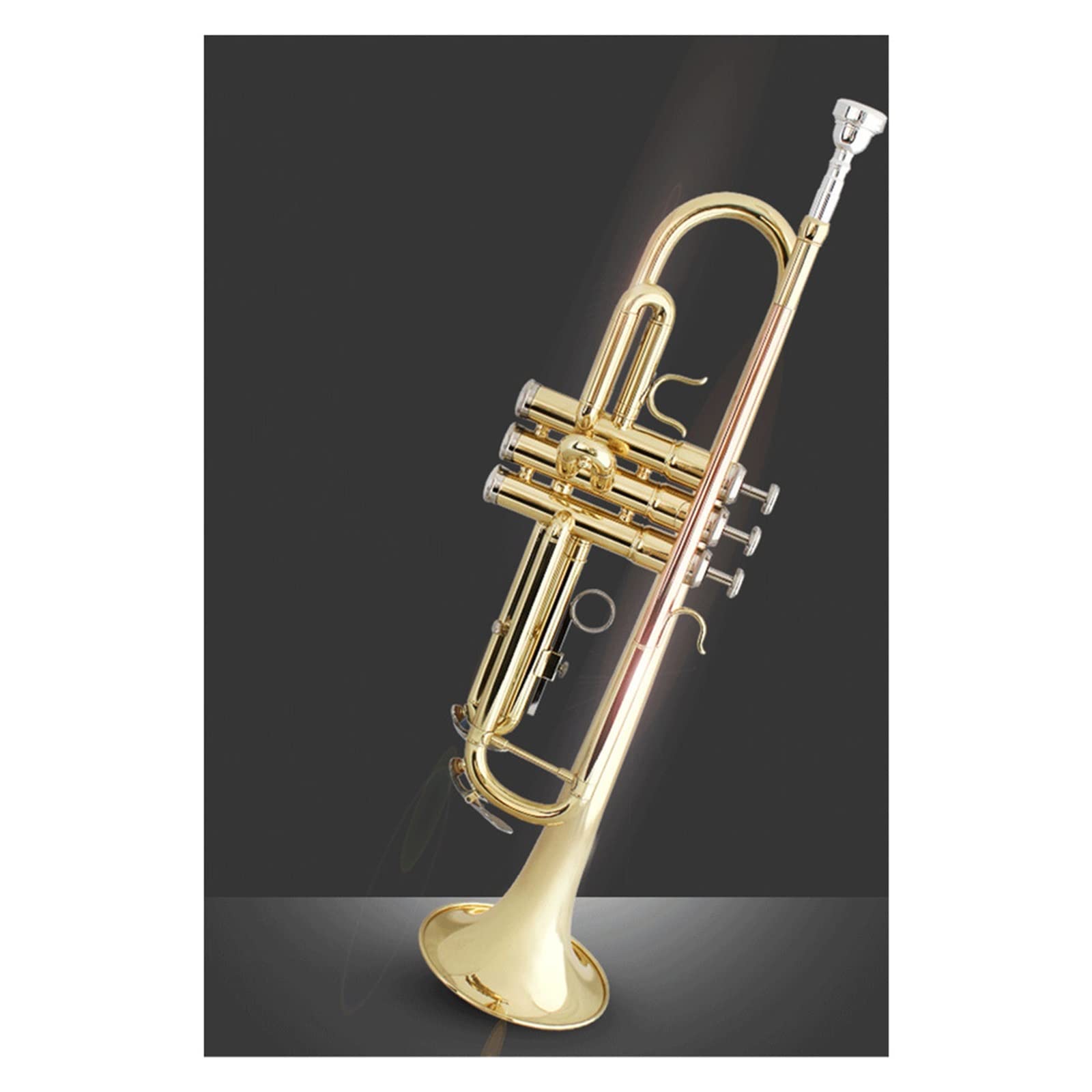 Messing Trompeten B-Trompete, Blechblasinstrument, Horn, Schüler, Anfänger, Band, Professionelle Leistungsprüfung (Color : Gold)