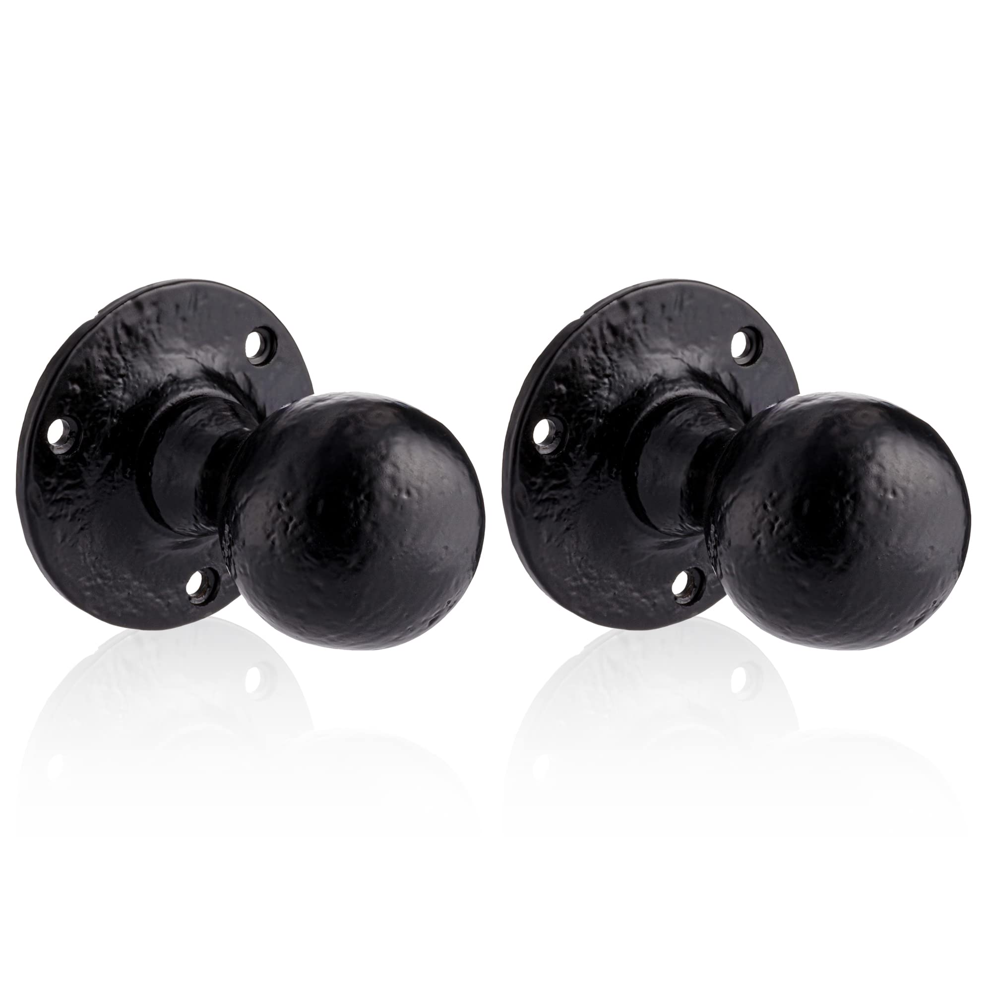 XFORT Smithy's Range Poignées de porte rondes en fonte mortaise boules antiques pour portes intérieures bois Noir