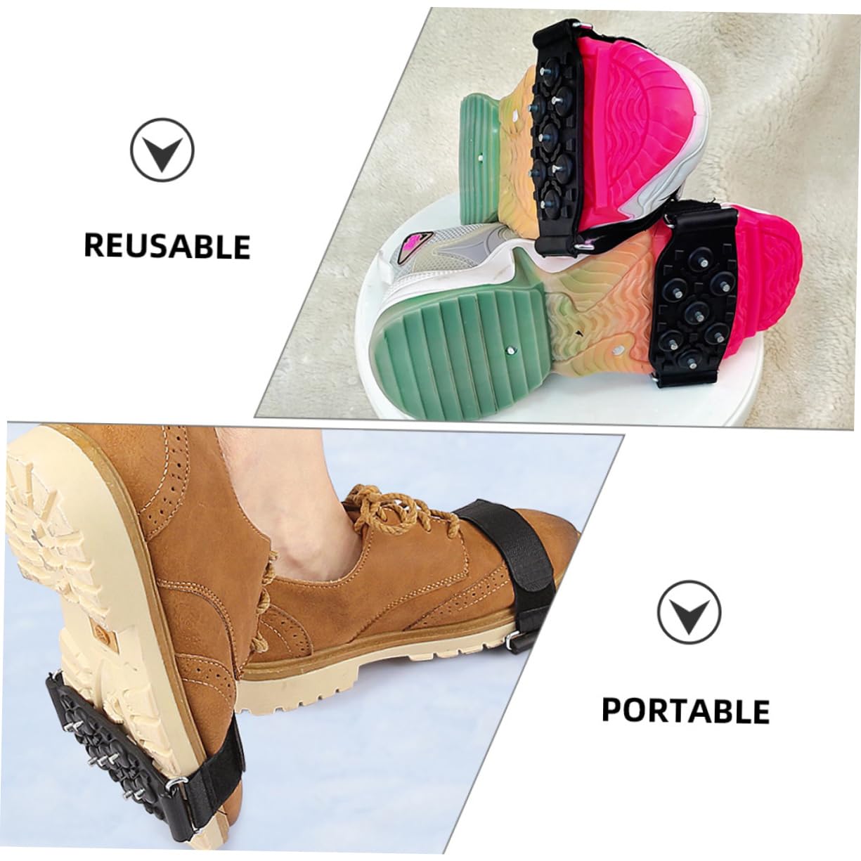 Toyvian Cramponi Antiscivolo per Scarpe Denti Regolabili Grip per Neve e Ghiaccio Design e Portatile per Donne e Adatti e Scarpe