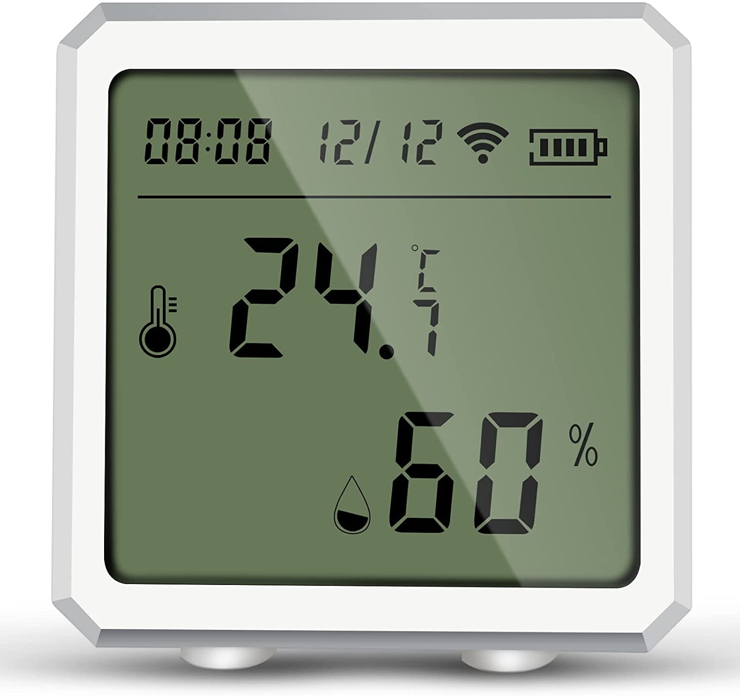 Eazyliv Tuya/ Smartlife WiFi Temperature Sensor Humidity Sensor Wireless Temperature Sensor with LCD Display Screen Compatible with Alexa/Ggoogle Home No Need Hub