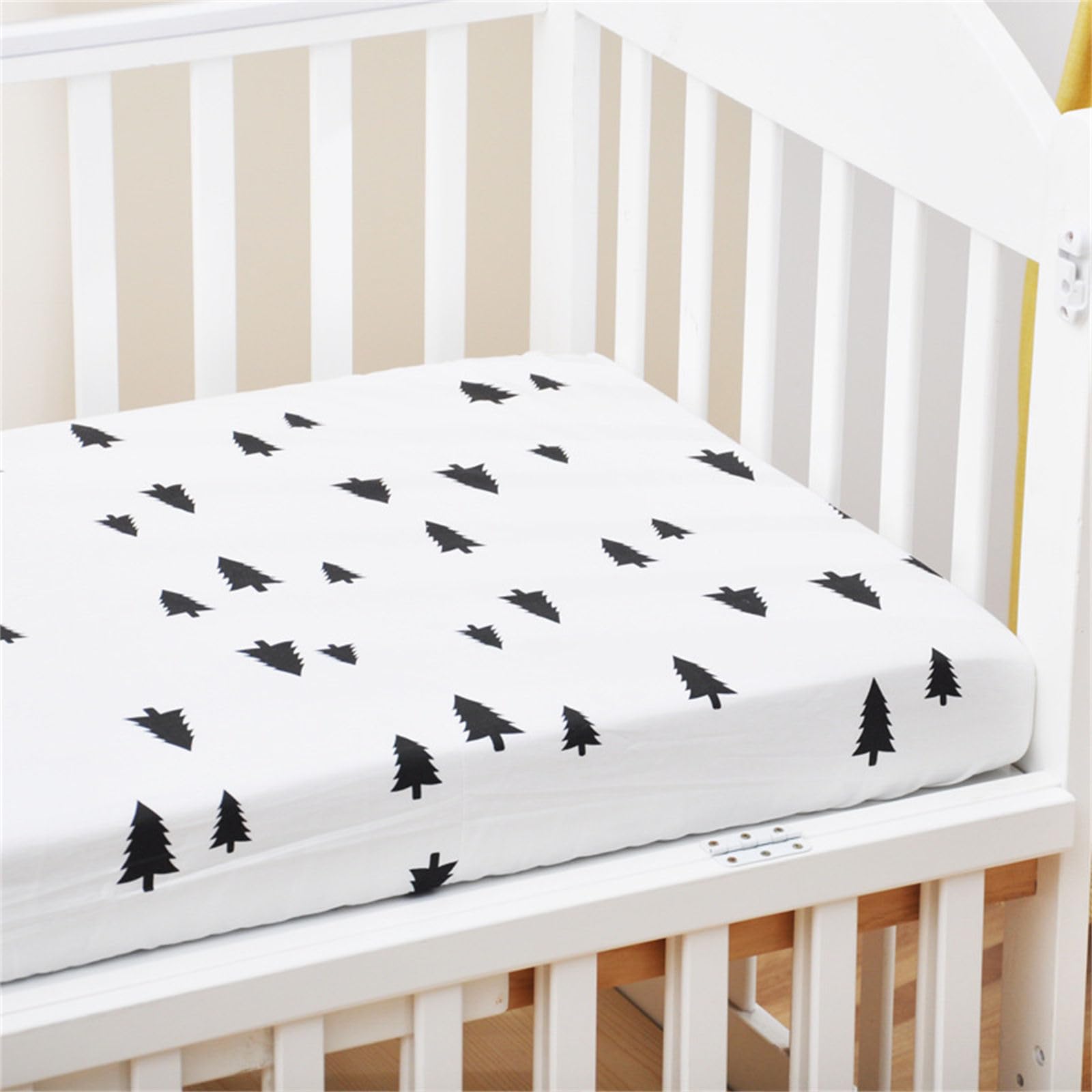 Odot Cartoon Cot Bed Cotton Fitted Sheets, Cot Bed Sheet Fitted Sheets for Cribs Baby Bed Sheets Soft Bassinet Sheets Cot Bed Mattress Protector for Boy Girl (Forest,168x88cm)