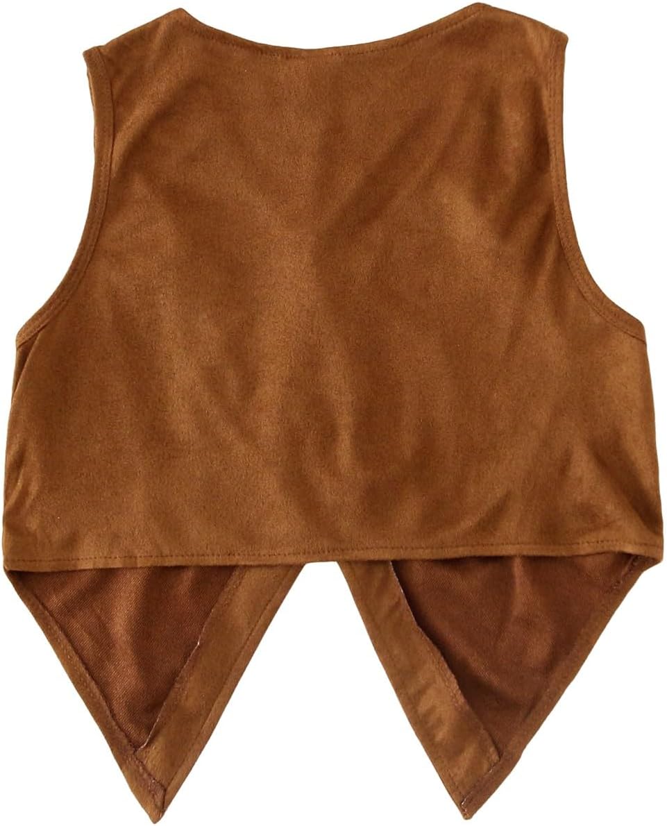 Teen Girls Fringe Vest Sleeveless Boho Tassel Jacket Western Faux Fringe Vest Retro Jacket Cardigan Kids Performance Top