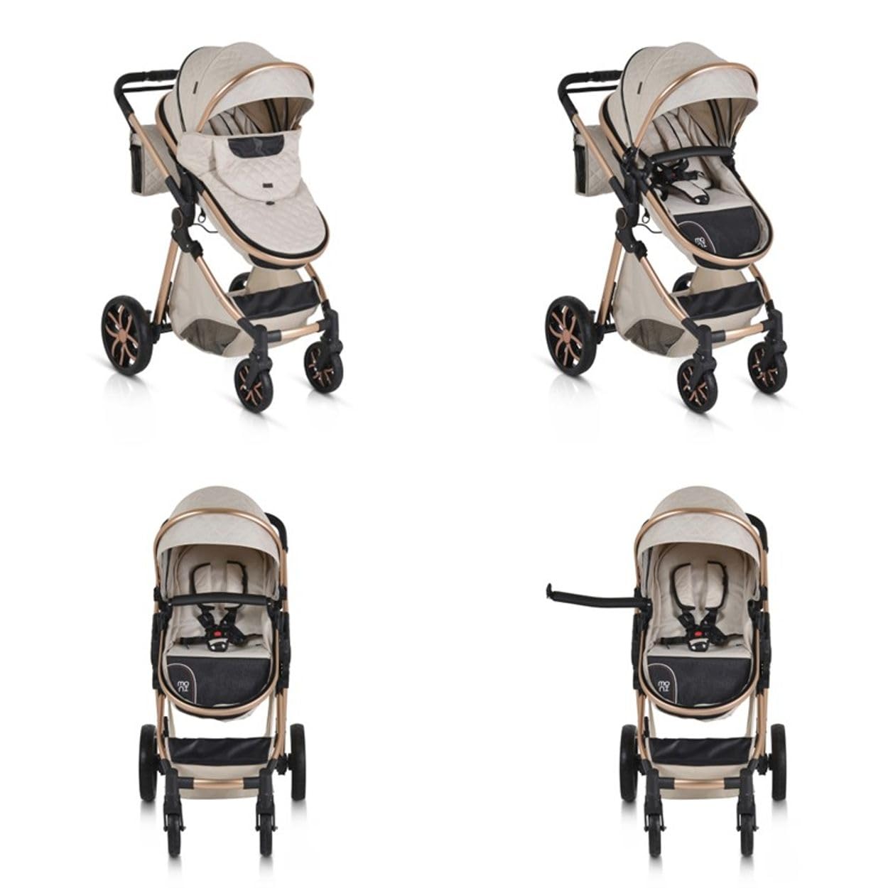 Moni Kinderwagen Alma Sportsitz Tragetasche umbaubar Wickeltasche Sitz umkehrbar beige