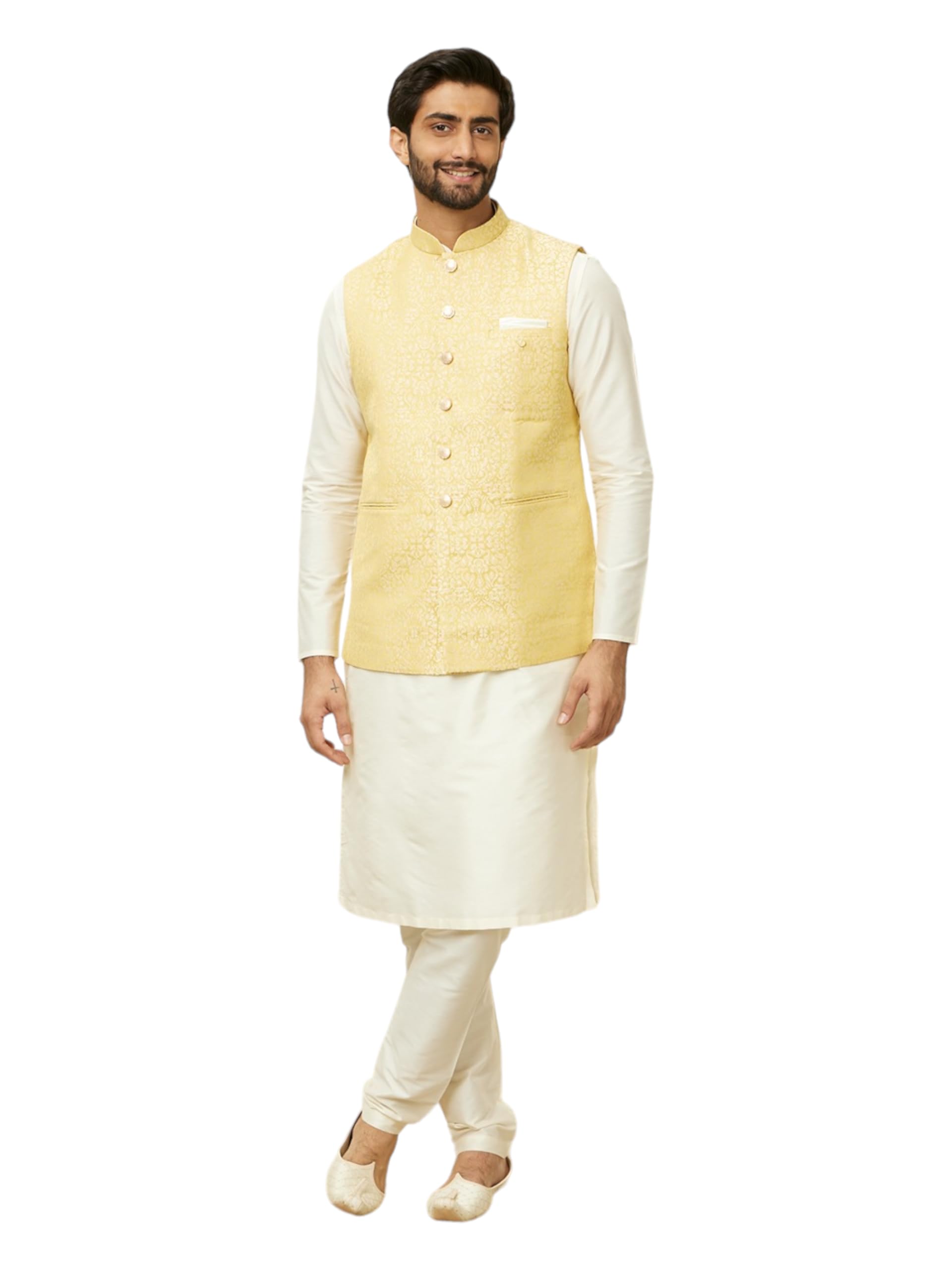 manyavar Men's Brocade Victorain Pattern Jacket (1pc)-picture-39