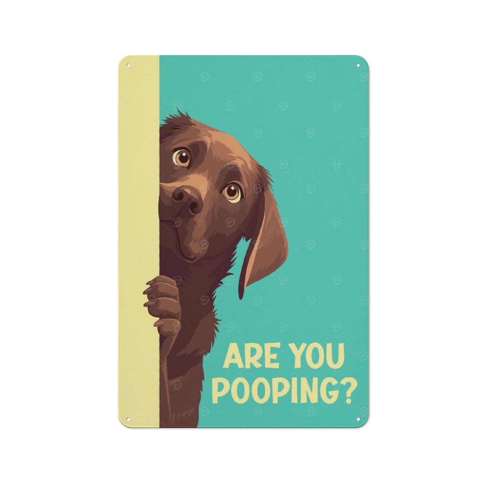Junmoney Brown Labrador Pooping Retro-Style Tin Sign 30X20cm For Café Or Home Bar, For Vintage Wall Decor Fans, For Home Office And Studio Walls