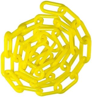 MACHSWON Cadenas de plástico de 12,5 m x 8 mm, cadena de seguridad de plástico, poste de advertencia, cadena de aislamiento para instalaciones de transporte, valla decorativa de jardín, color amarillo