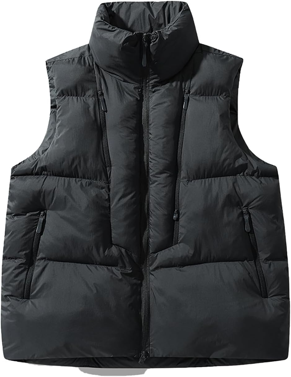 [lsjdln] ダウンベスト 秋冬 ジレ メンズダウンジャケット 防風 防寒 ベスト アウター ショート丈 撥水加工 保温 シンプ
