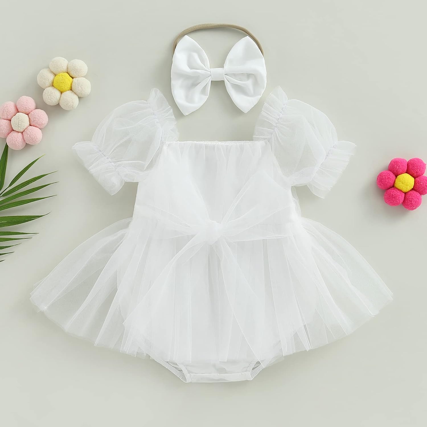 Meihuida Newborn Baby Girl Sleeveless Rompers Summer Clothes Cotton Bodysuit with Headband