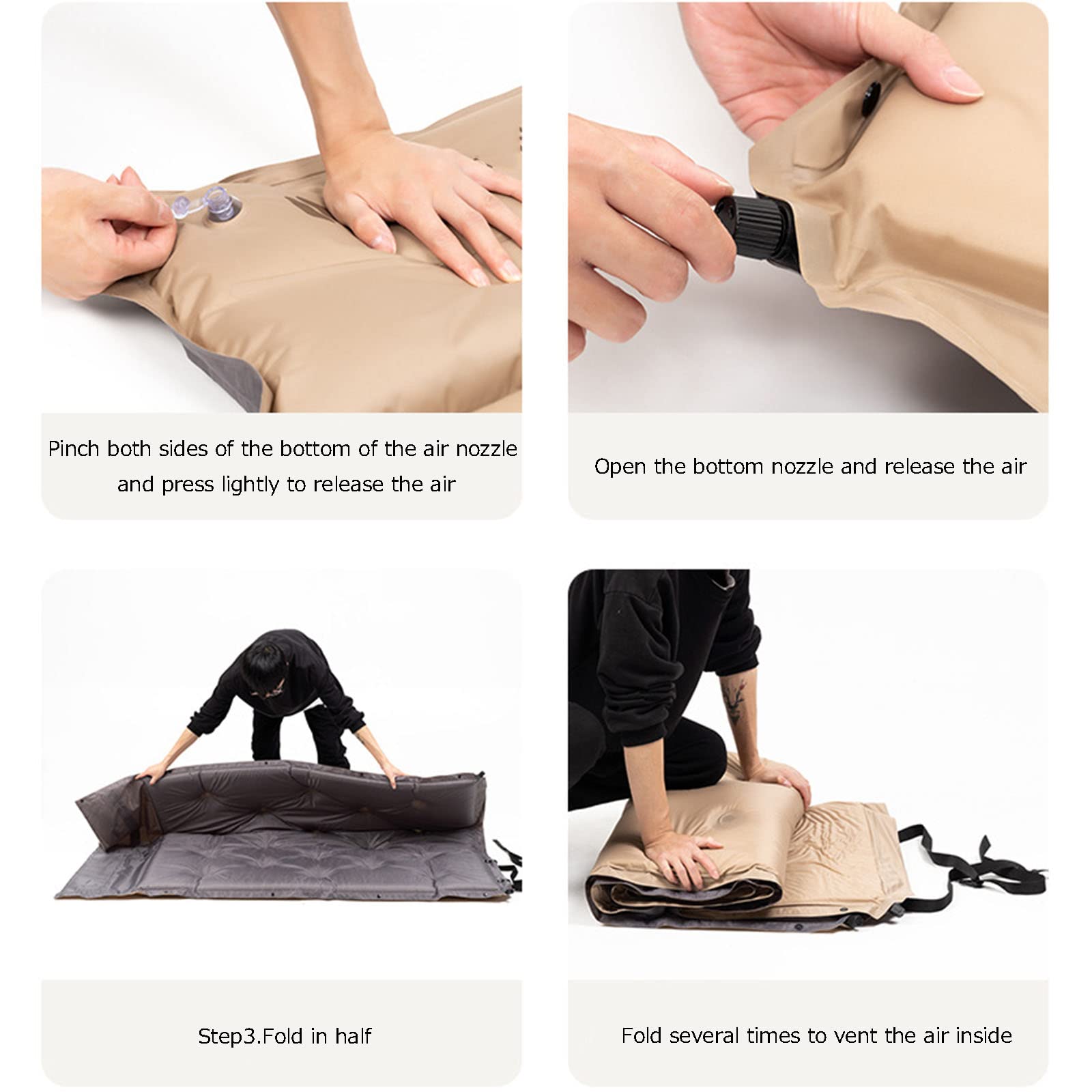 Colchoneta De Dormir Doble Autoinflable para Acampar, Colchoneta De Dormir Conectable De 3/6 Cm De Grosor con Almohada, Colchón De Aire De Campamento Liviano E Impermeable Compacto