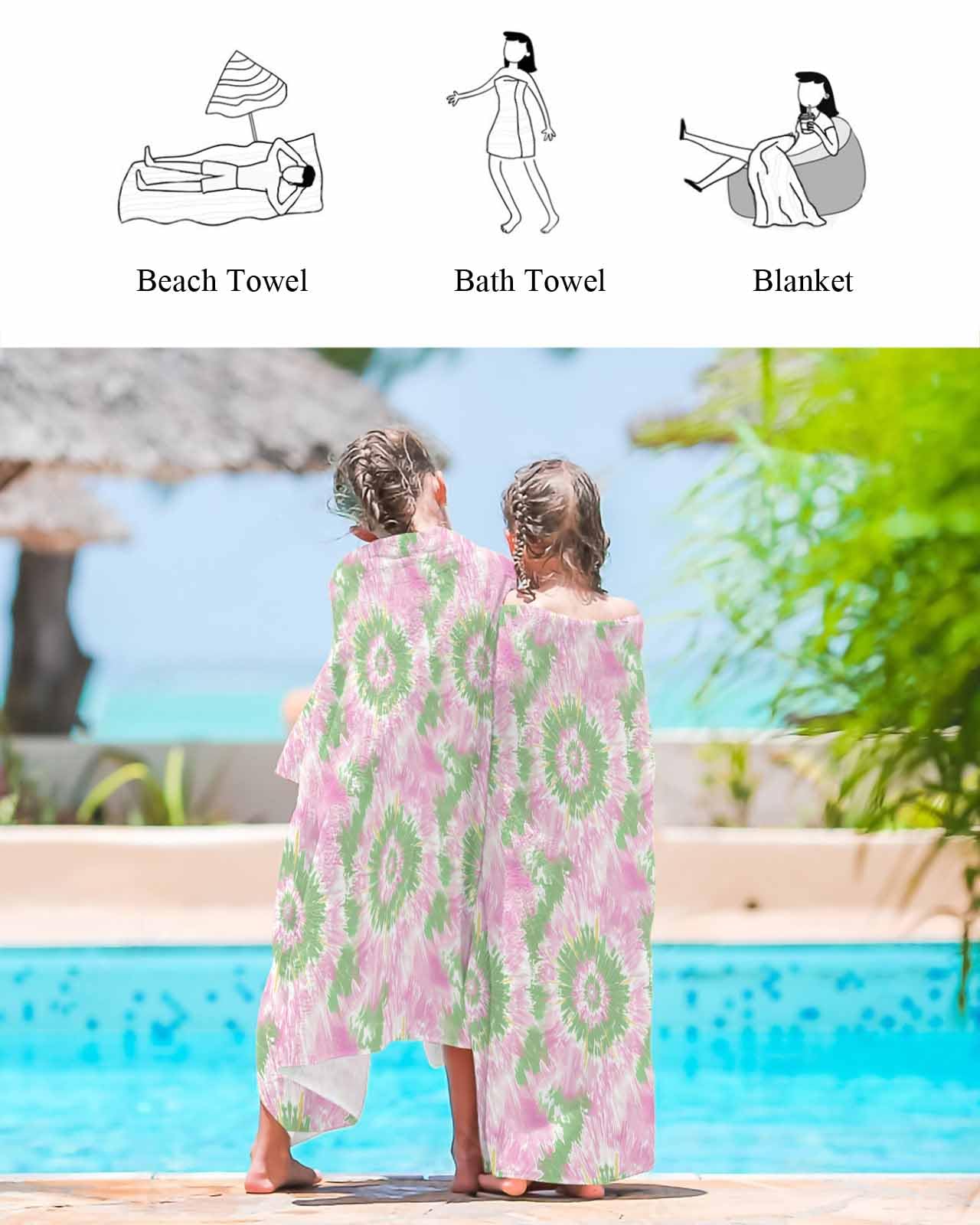 【新品】浜崎あゆみ BALITOWEL（PINK/EMERALD GREEN） Amazon.com: Pink Green Beach Towels Oversized Super Absorbent