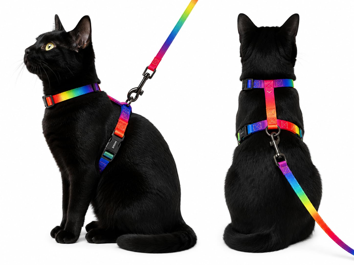 MOUZ Arnés para Gatos y Perros pequeños, Ajustable en Forma de H con Correa, antiescape, Ligero y Suave, Uso fácil, para Viaje. Talla única.