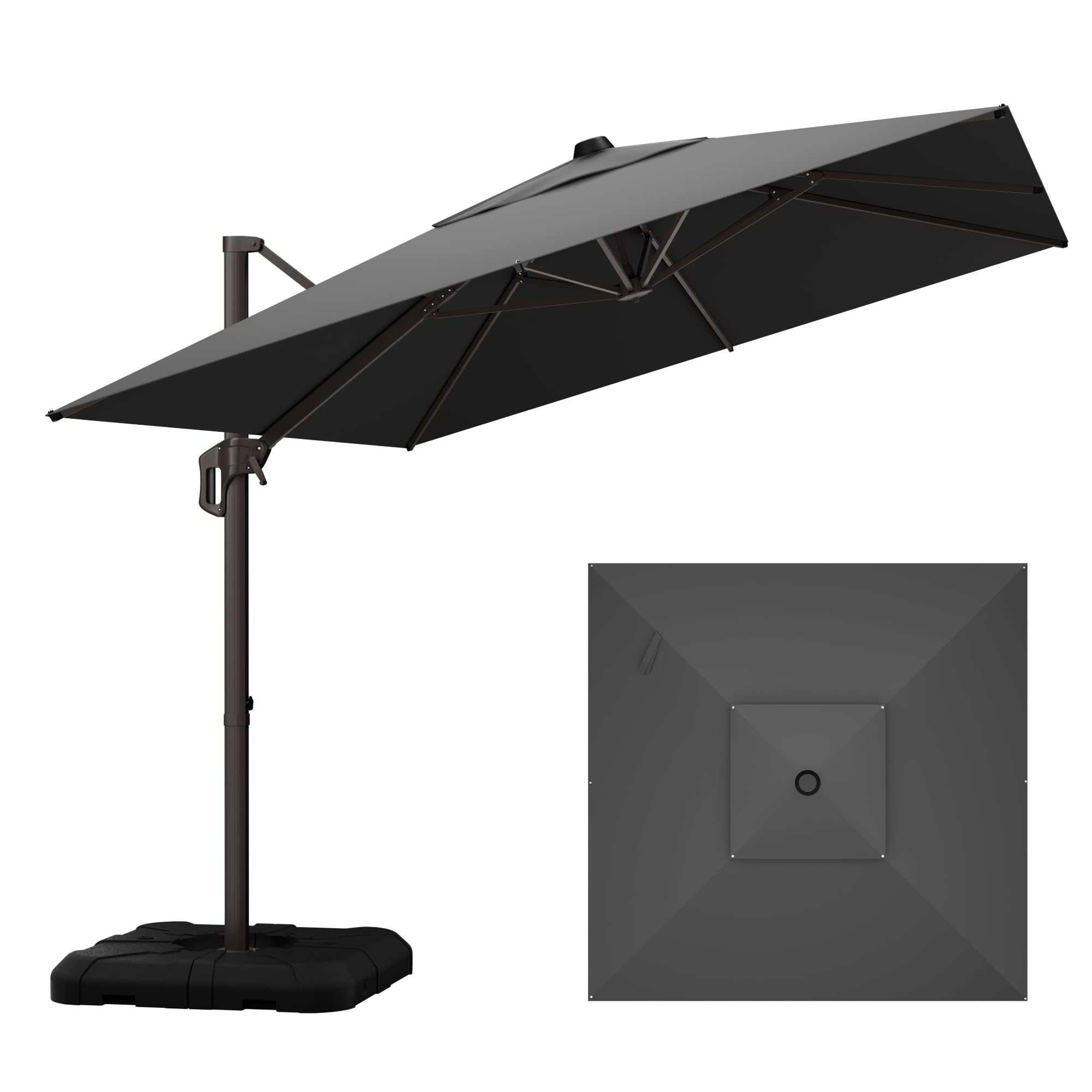 10' X 10' Patio Umbrella Cantilever Outdoor Rectangle Umbrella, Heavy Duty 360°Rotation Offset Umbrella for Garden Deck Pool Patio, Grey image 3