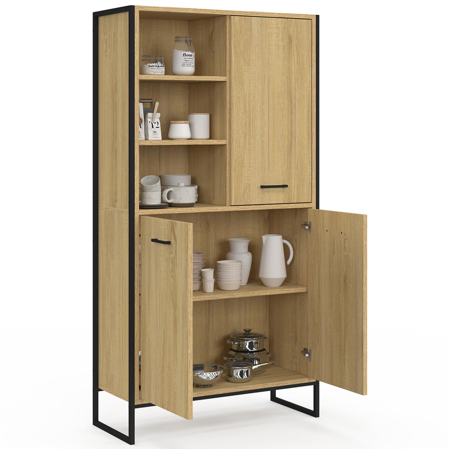IDMarket - Buffet Haut H. 160 cm Detroit 3 Portes Design Industriel