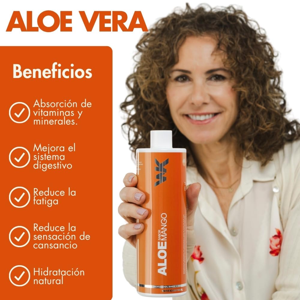 Weekontrol Pack Depurativo de Aloe Vera Puro para Beber 99%+Té Quemagrasas Potente. Set Depurativo Alóe+Te Detox, Limpieza, Digestión y Control de Peso (700Gr, Aloe Mango-Té Frutos del Bosque)
