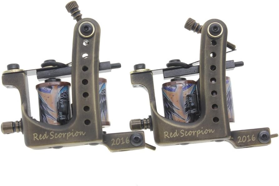 Brass Coil Tattoo Machine Handmade Tattoo Gun with Tattoo Grip for Liner and Shader from Redscorpion(pack of 2)