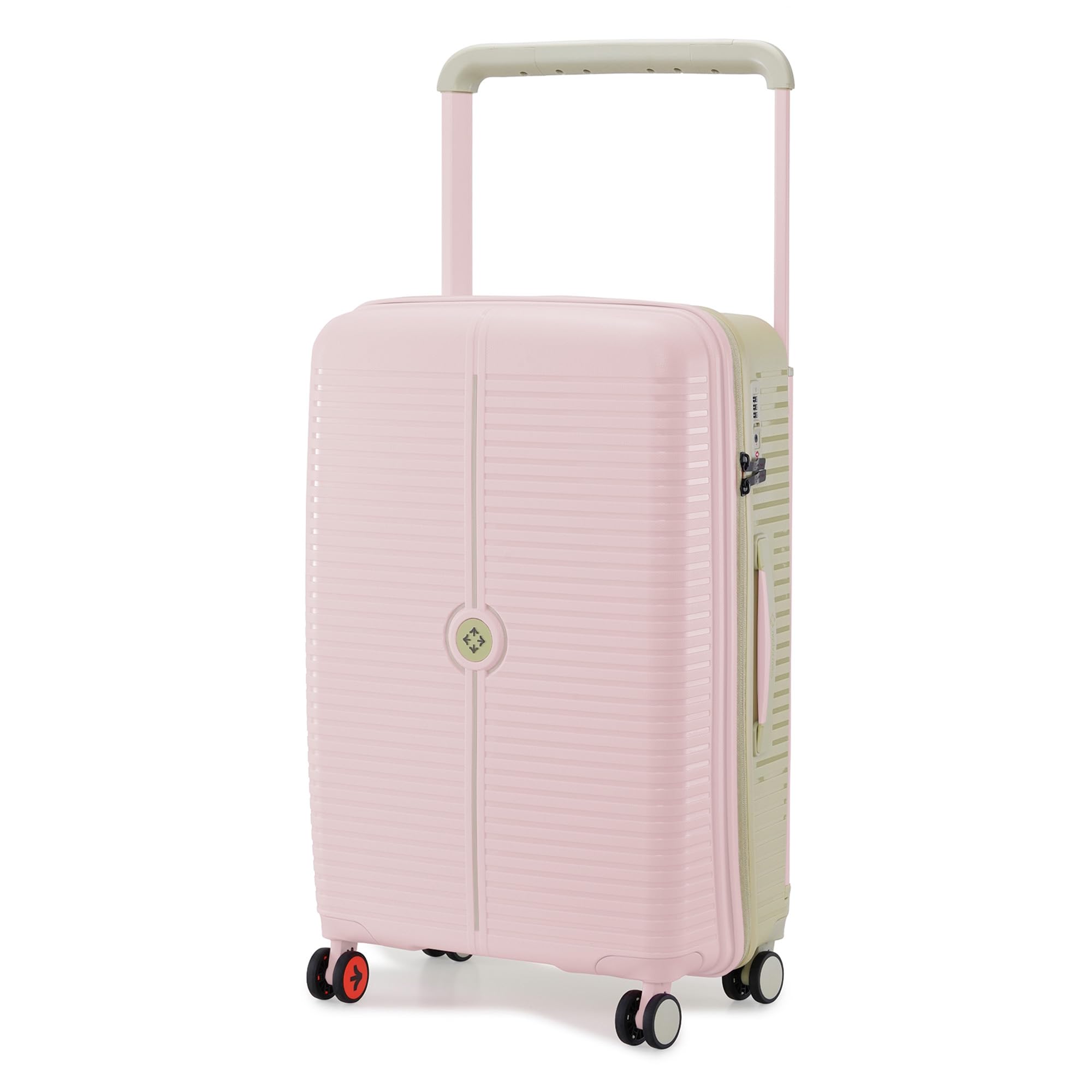 dubai tsa lock hard-sided polypropylene wide telescopic handle 8 wheels double spinner check-in luggage pink cream green 24 inch |65cm trolley bag|medium check-in luggage