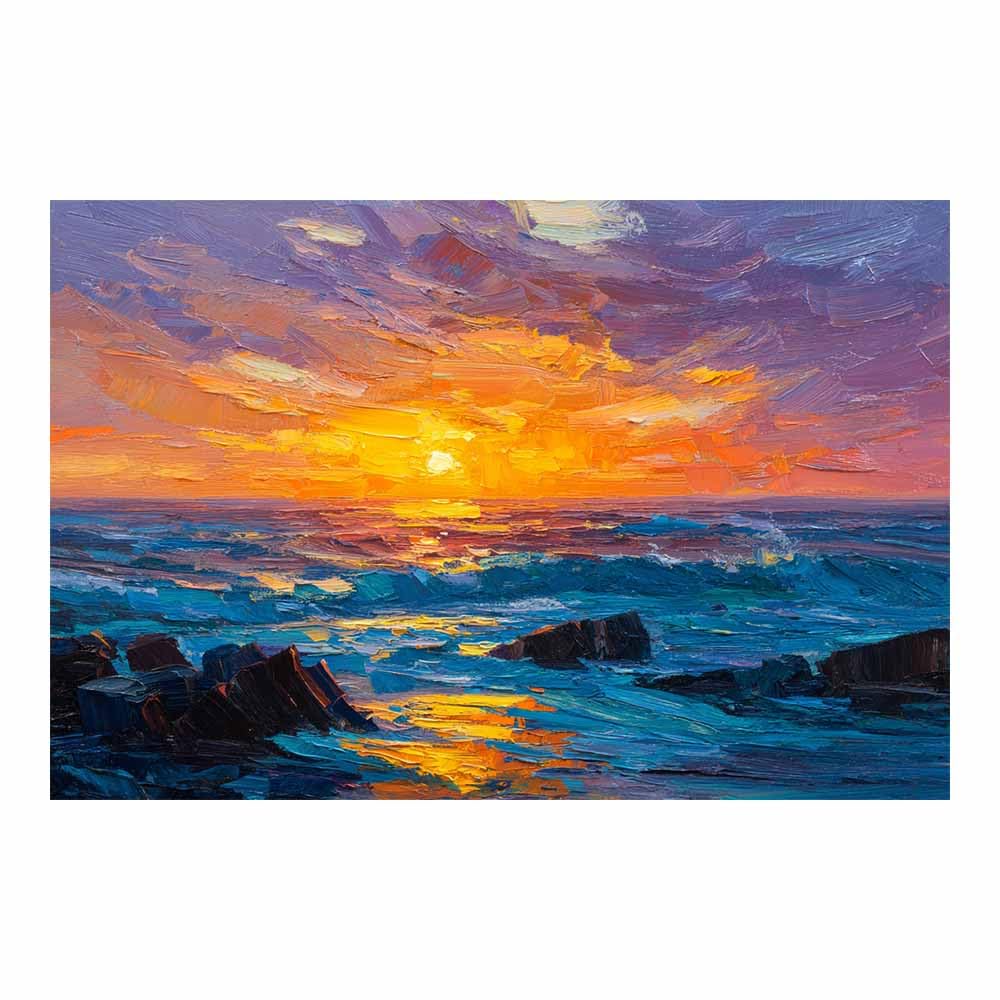 HOQIU Landscape wall art Vibrants Ocean Sunset canvas art, art print, house decor, bedroom wall decor above bed, prints for living room.(Multicolor)-60x80cm Unframed