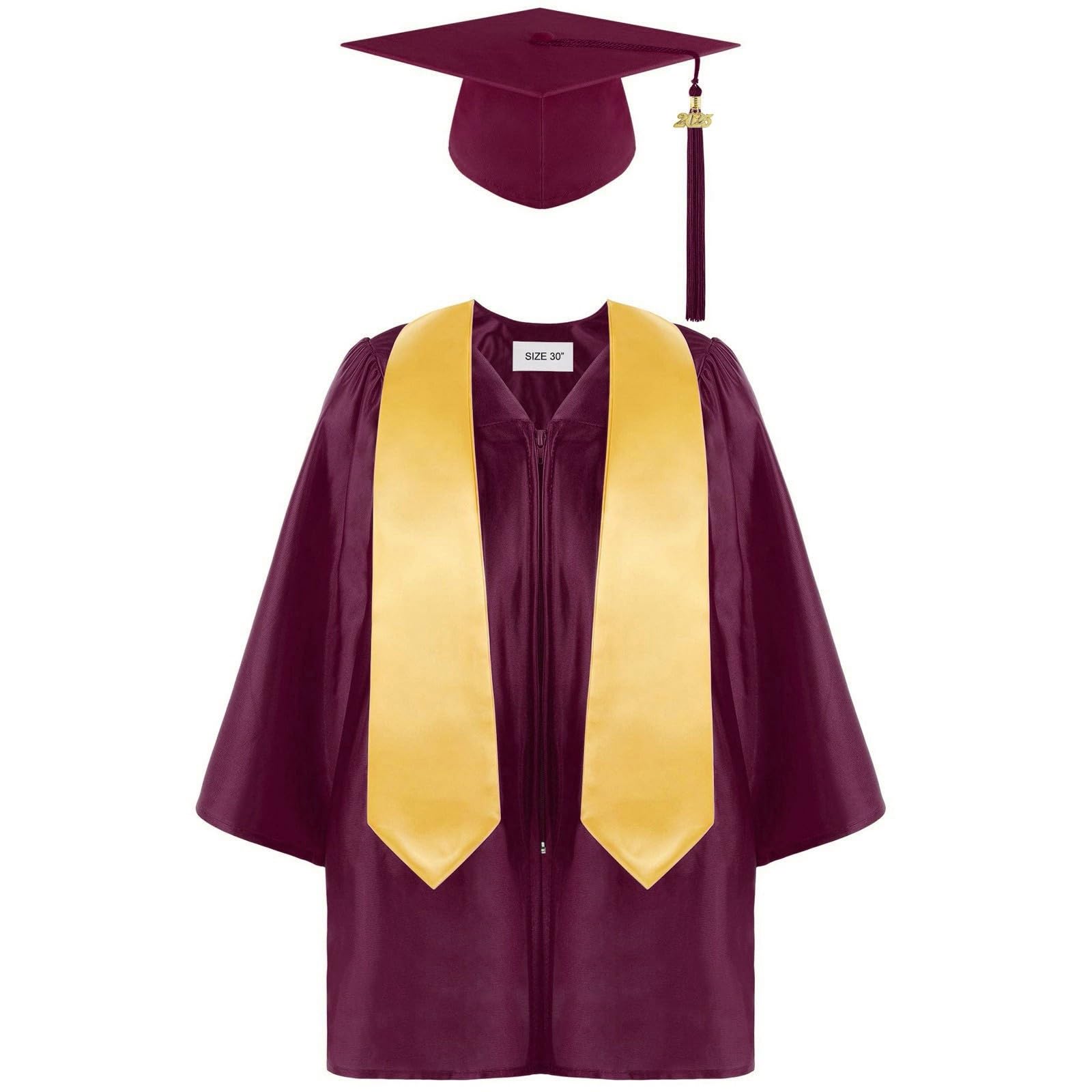 Cokbyavla Boys 6Wine Kindergarten Graduation Cap Gown Stole Package,Preschool And Kindergarten Shiny Graduation Cap Preschool Graduation Gifts For Kids Bulk 2025 Cap And Gown With T(,6-7 Years)