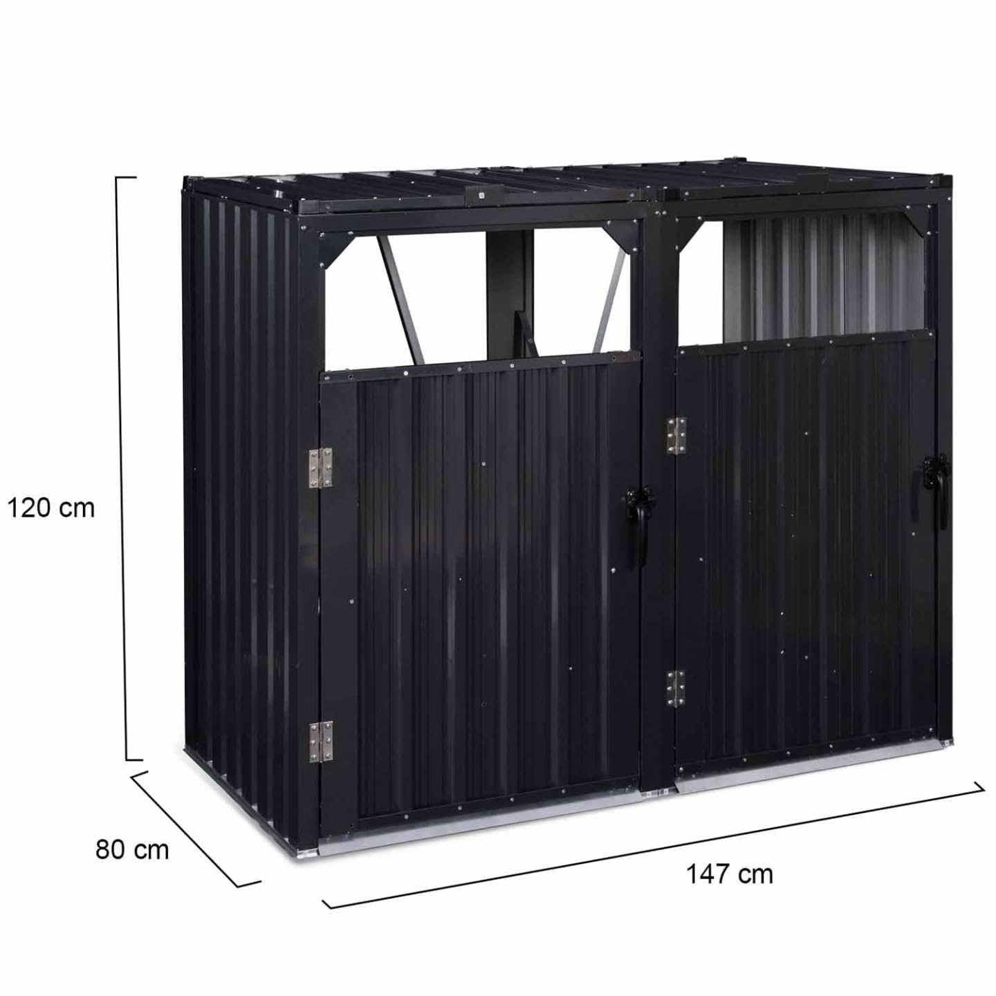 IDMarket - Cache Poubelle Double en Acier Gris Anthracite