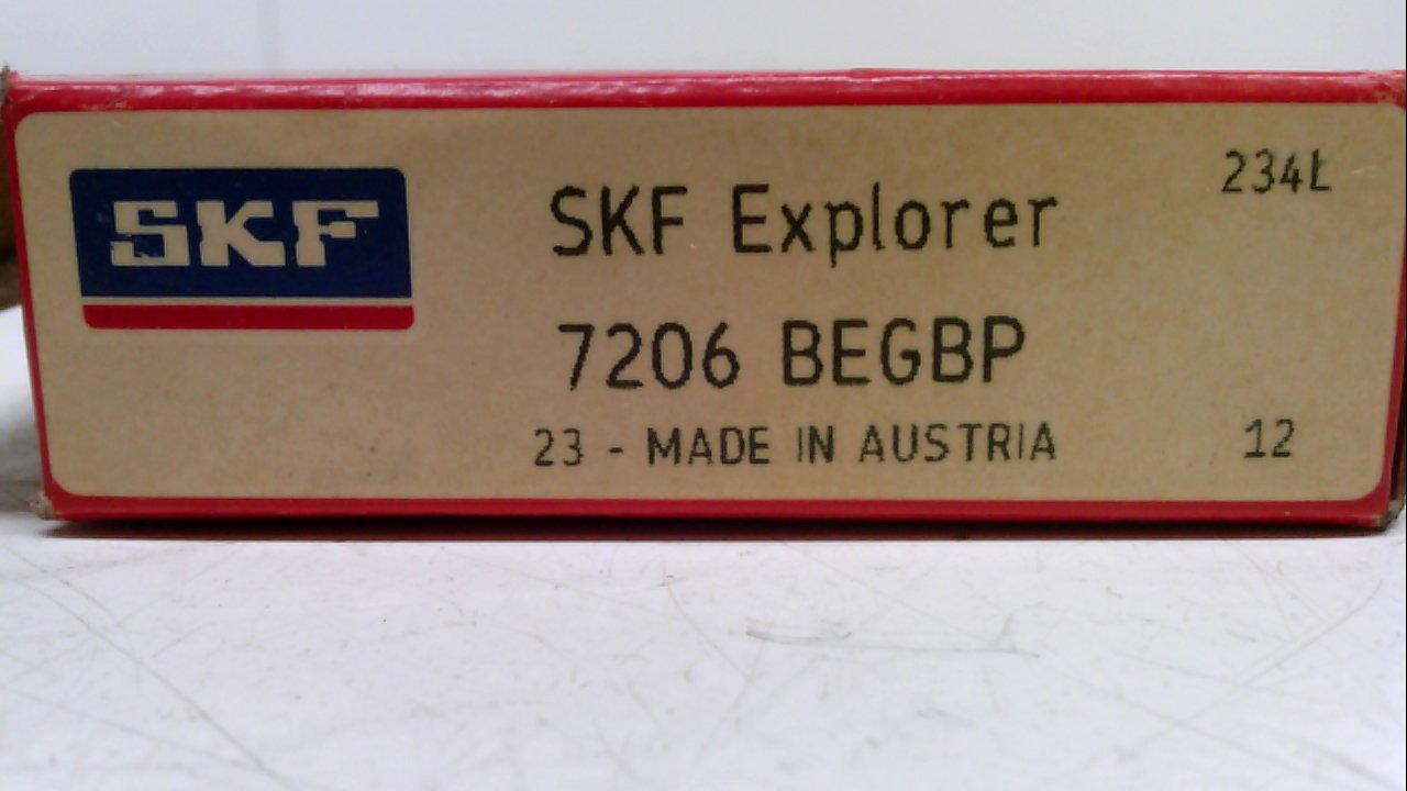 SKF 7206 BEGBP Angular Contact Ball Bearing, Single Row Explorer, 30 mm Bore, 62 mm OD, Polyamide Cage