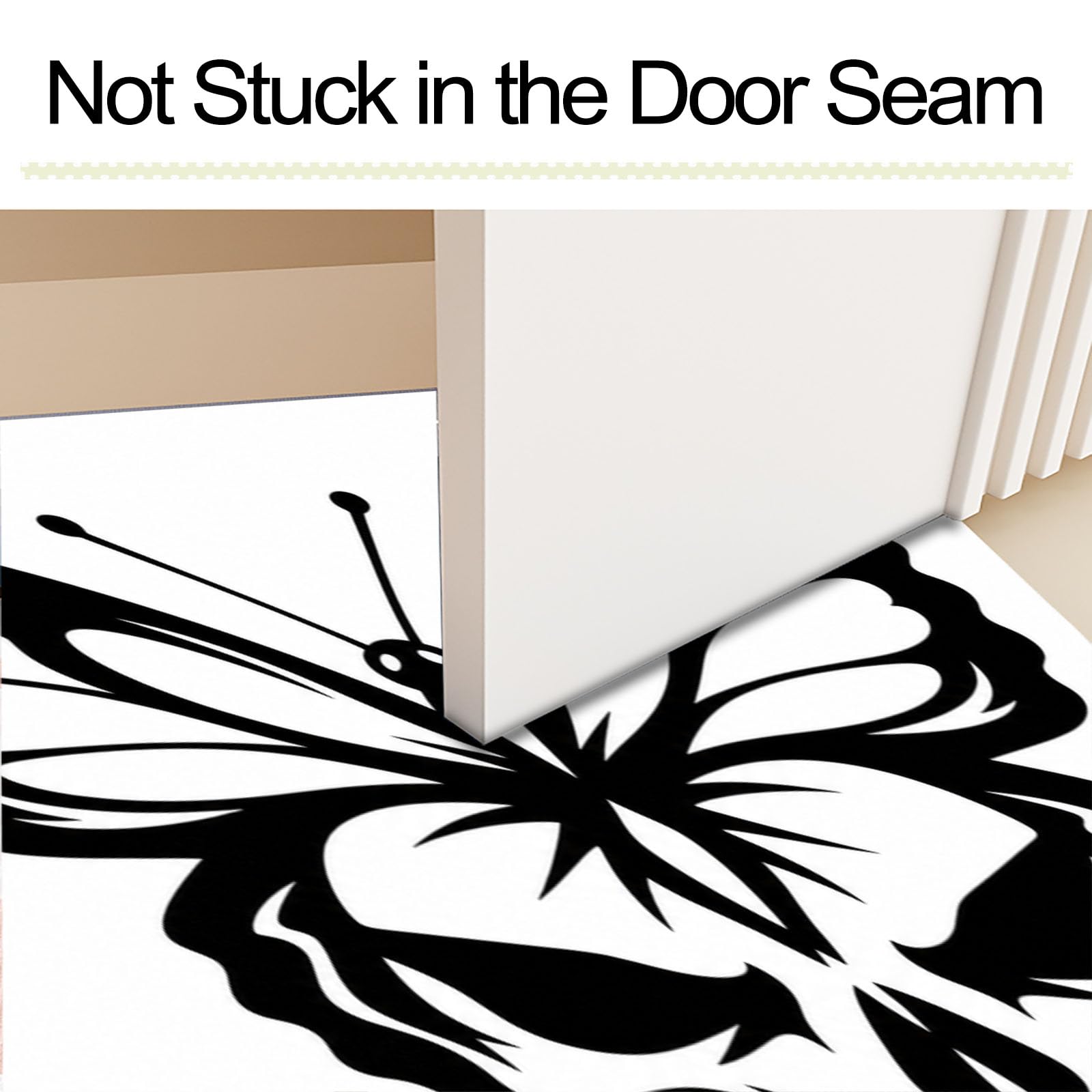 Zerbino Ingresso Interno Teschio Gotico E Farfalla, Zerbino Di Benvenuto Lavabile Morbida Animale Oscuro, Antiscivolo Tappeto Da Decorazioni Beige Per Casa Porta, 60X90Cm