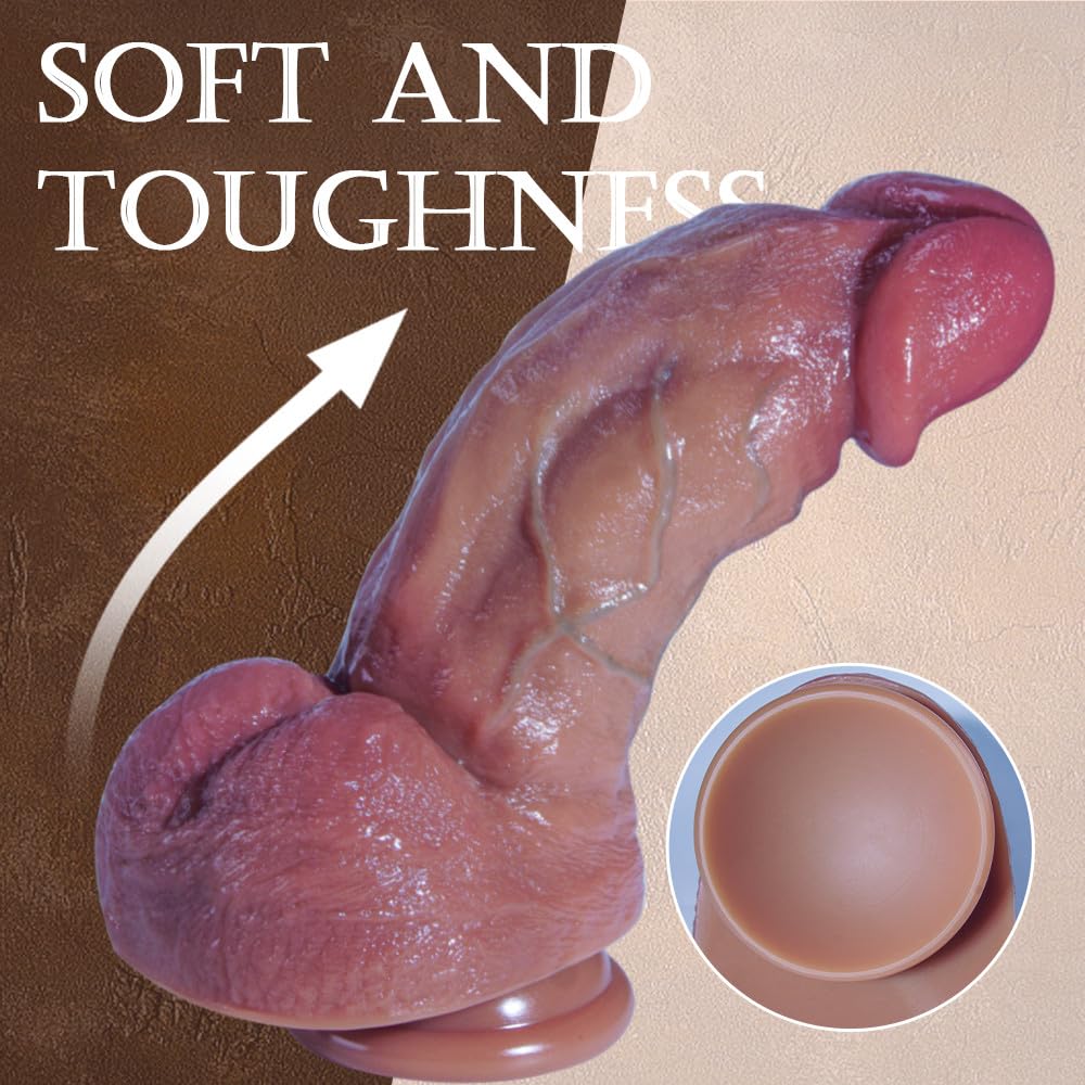 Gode ​​réaliste en silicone de 9,5", pénis épais de 2,7" de diamètre avec grande ventouse pour mains libres et grand sexe anal, gros gode XL avec jouet à boule large pour hommes et femmes