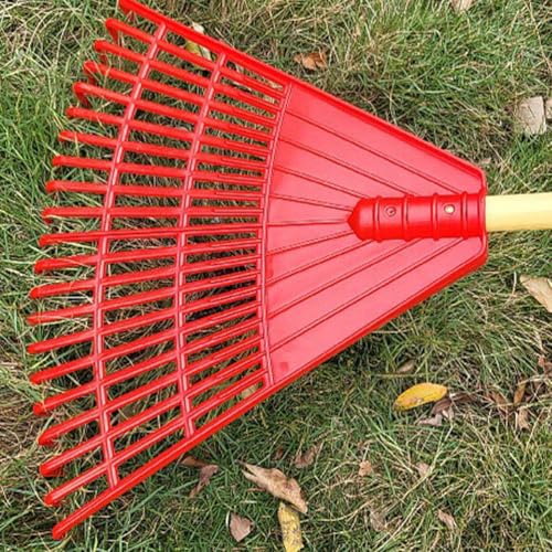 Image of BESPORTBLE Plastic Rake Head with 21 Tines Garden Leaf Scoop Rake Shrub Rake Yard Lawn Grass Clean Rake Replacement Head Red