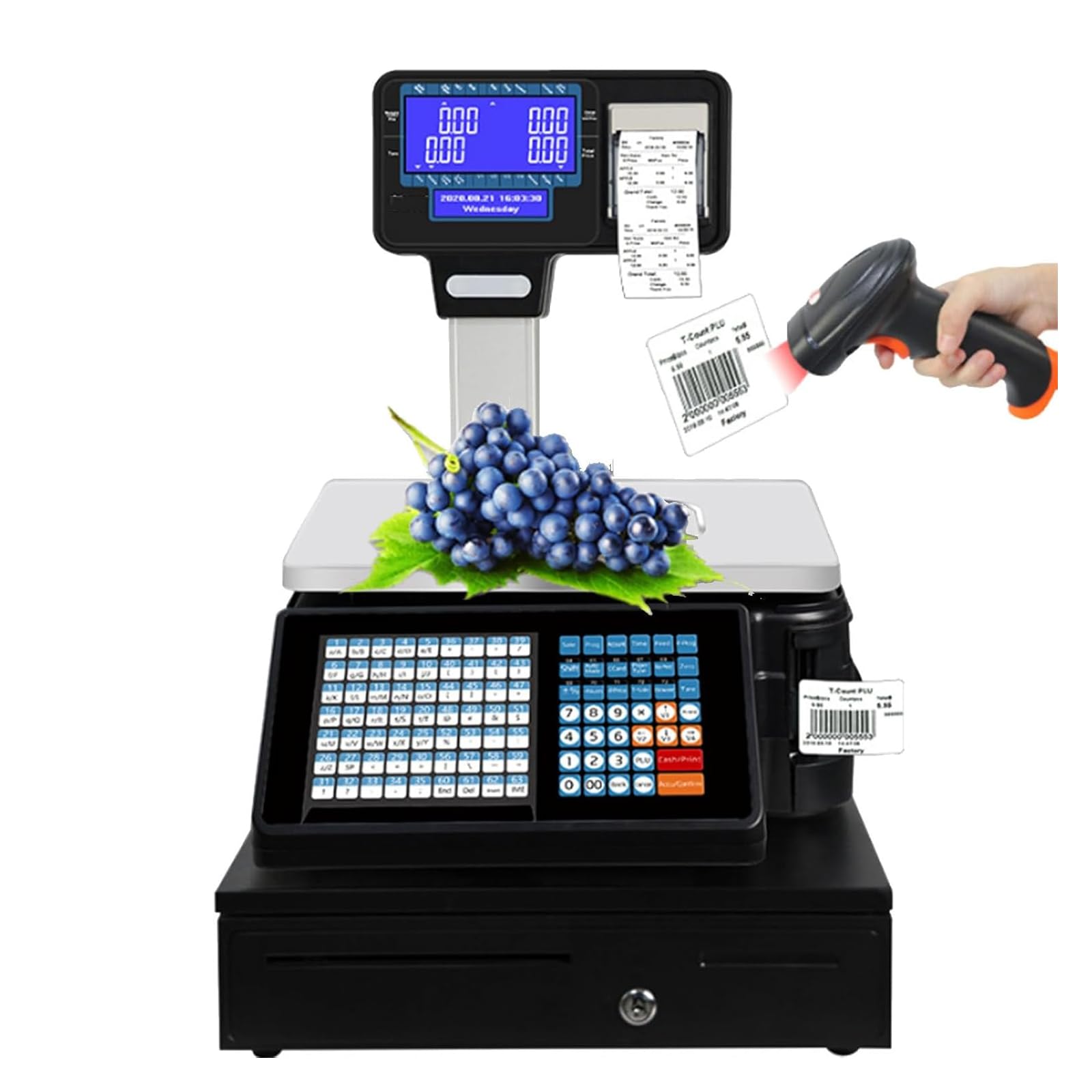 SaryEdge Commercial Price Label Printing Scale,Dual Display Electronic Price Computing Scale for Food,Meat,Delicatessen,Fruit Market,D,D