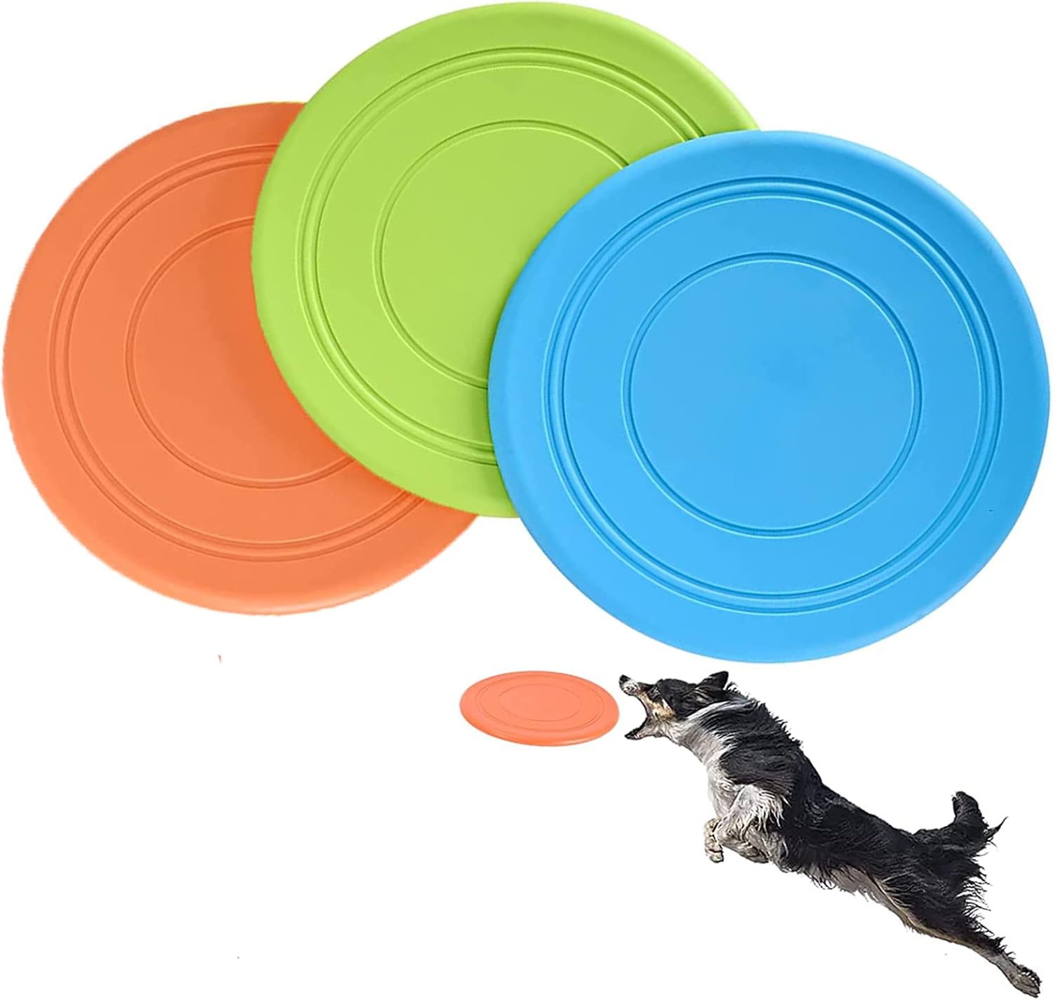 3 Pcs Dog Frisbee, 7 Inch Natural Rubber Floating Durable Dog Frisby Flying Saucer, Disc
